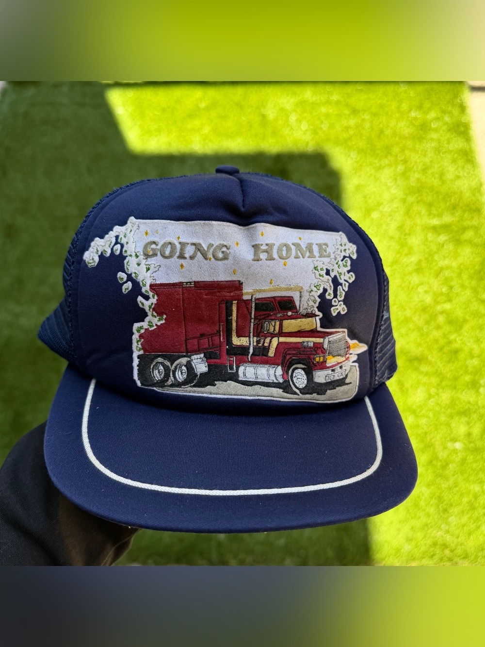 Navy blue trucker hat 80s Rigger Vintage
